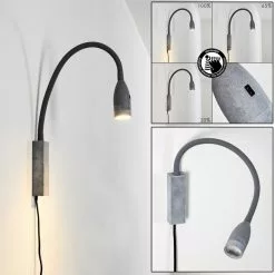 Hofstein Alsea Bettleuchte LED Grau, 1-flammig, Bewegungsmelder