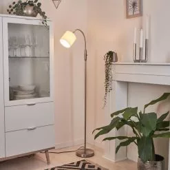 Hofstein Alsen Stehleuchte Nickel-Matt, 1-flammig