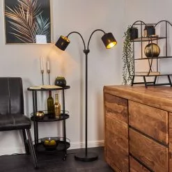 Hofstein Alsen Stehleuchte Schwarz, 2-flammig