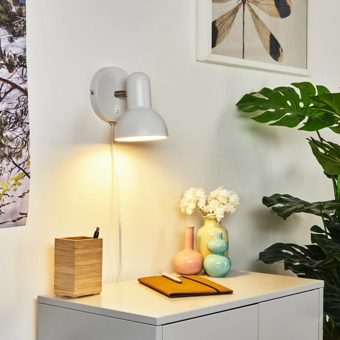 Hofstein Ambousi Wandleuchte Chrom, Weiß, 1-flammig 1 Hofstein Ambousi Wandleuchte Chrom, Weiß, 1-flammig