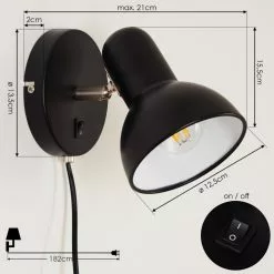 Hofstein Ambousi Wandleuchte Chrom, Schwarz, 1-flammig -Leseleuchten Speichern ambousi wandleuchte h3409541 3