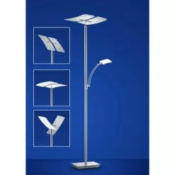 B-Leuchten DUO Stehleuchte LED Nickel-Matt, Chrom, 2-flammig
