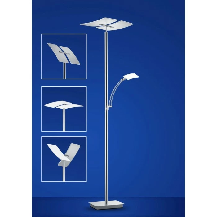 B-Leuchten DUO Stehleuchte LED Nickel-Matt, Chrom, 2-flammig 1 B-Leuchten DUO Stehleuchte LED Nickel-Matt, Chrom, 2-flammig