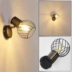 Hofstein Bacau Wandleuchte Schwarz-Gold, 1-flammig