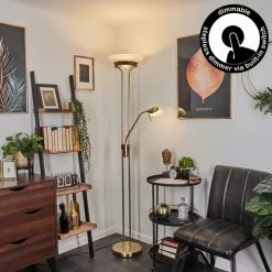 Hofstein Biot Stehleuchte LED Messing, 2-flammig