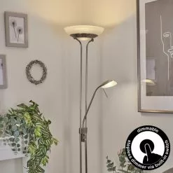 Hofstein Biot Stehleuchte LED Nickel-Matt, 2-flammig