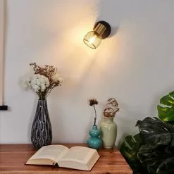 Hofstein Cairns Wandleuchte Schwarz, Altmessing, 1-flammig -Leseleuchten Speichern cairns wandleuchte h3408414 8