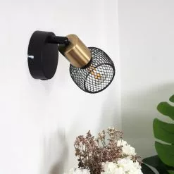 Hofstein Cairns Wandleuchte Schwarz, Altmessing, 1-flammig -Leseleuchten Speichern cairns wandleuchte h3408414 9