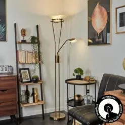 Hofstein Cavate Deckenfluter LED Messing, 2-flammig