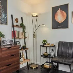 Hofstein Cavate Deckenfluter LED Messing, 2-flammig -Leseleuchten Speichern cavate stehleuchte h3019979 8