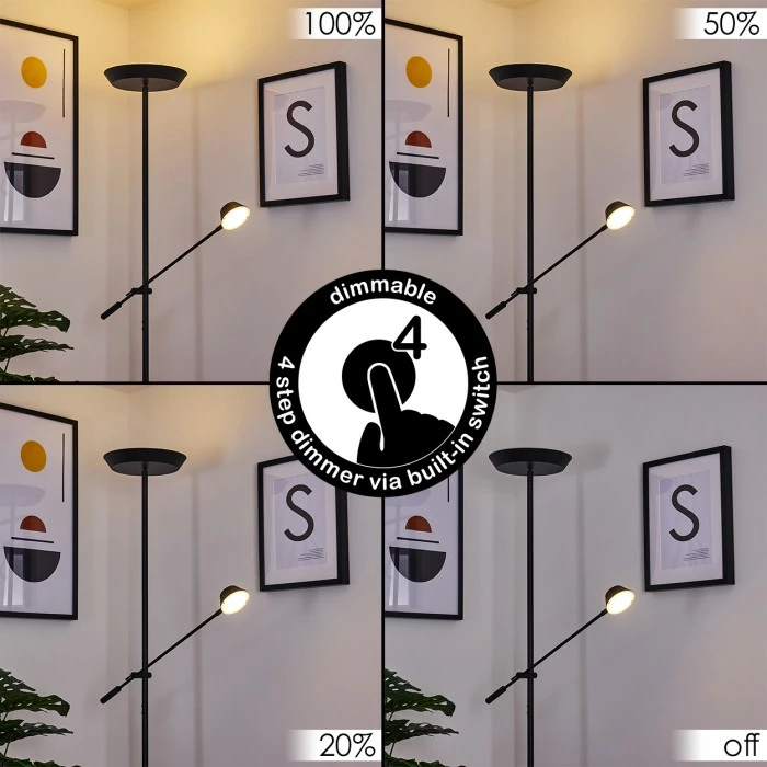 Hofstein Florida Deckenfluter LED Schwarz, 2-flammig 2 Hofstein Florida Deckenfluter LED Schwarz, 2-flammig – Bild 2