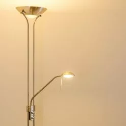 Hofstein Rom Deckenfluter LED Nickel-Matt, 2-flammig -Leseleuchten Speichern rom deckenfluter 8500 13