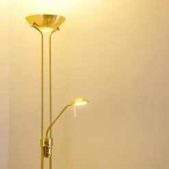 Hofstein Rom Deckenfluter LED Messing, 2-flammig -Leseleuchten Speichern rom deckenfluter 8501 10