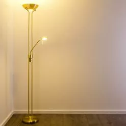 Hofstein Rom Deckenfluter LED Messing, 2-flammig -Leseleuchten Speichern rom deckenfluter 8501 8