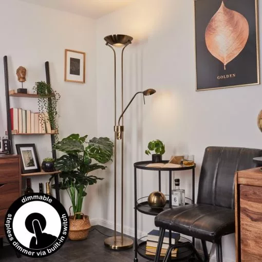 Hofstein Rom Deckenfluter LED Messing, 2-flammig -Leseleuchten Speichern rom deckenfluter h3551868 0 1