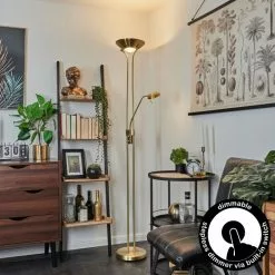 Hofstein Rom Stehleuchte Messing, 2-flammig