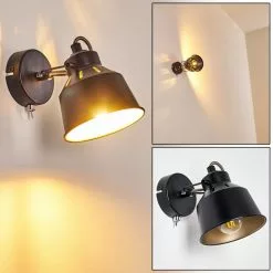 Hofstein Safari Wandleuchte Schwarz, 1-flammig