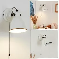 Hofstein Selki Wandleuchte Schwarz, Weiß, 1-flammig