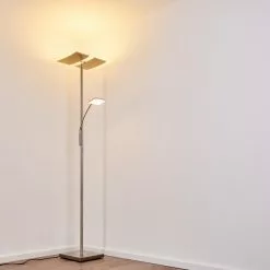 Hofstein Thyolo Deckenfluter LED Stahl geb&uuml;rstet, 2-flammig -Leseleuchten Speichern thyolo deckenfluter h3166215 do1 19