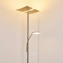 Hofstein Thyolo Deckenfluter LED Stahl geb&uuml;rstet, 2-flammig -Leseleuchten Speichern thyolo deckenfluter h3166215 do1 2