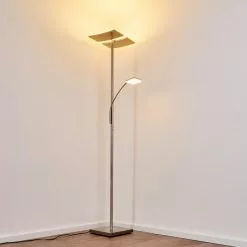 Hofstein Thyolo Deckenfluter LED Stahl geb&uuml;rstet, 2-flammig -Leseleuchten Speichern thyolo deckenfluter h3166215 do1 8