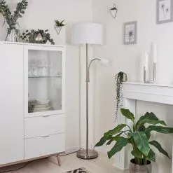 Hofstein Vezza Stehleuchte Nickel-Matt, 2-flammig -Leseleuchten Speichern vezza stehleuchte h3454053 11