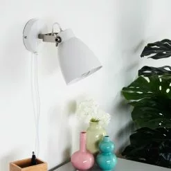 Hofstein Witaba Wandleuchte Nickel-Matt, Wei&szlig;, 1-flammig -Leseleuchten Speichern witaba wandleuchte h3414231 1