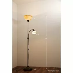 Wofi Leuchten Wofi LACCHINO Standleuchte Dunkelbraun, Rostfarben, Braun, 2-flammig