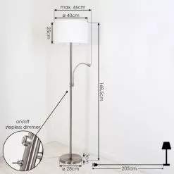 Hofstein Yuruyacu Stehleuchte LED Nickel-Matt, 2-flammig -Leseleuchten Speichern yuruyacu stehleuchte h3576809 3